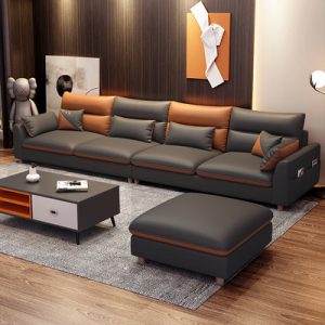 Sofa Công nghệ bắc âu vải Sofa kích thước gia đình phòng khách thẳng hàng đơn giản hiện đại màu cao su phù hợp với đồ nội thất