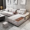 Sofa Công nghệ không giặt Ghế Sofa vải phòng khách đơn giản hiện đại phòng nhỏ cao su cao su Bắc Âu nhẹ nhàng sang trọng bộ Ghế Sofa vải sang trọng