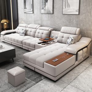 Sofa Công nghệ không giặt Ghế Sofa vải phòng khách đơn giản hiện đại phòng nhỏ cao su cao su Bắc Âu nhẹ nhàng sang trọng bộ Ghế Sofa vải sang trọng