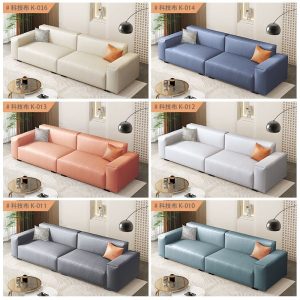 Sofa Công nghệ kiểu Italy vải đậu phụ khối Sofa phòng nhỏ phòng khách hiện đại đơn giản hàng thẳng phòng cho thuê Sofa gió màu kem - Hình 3
