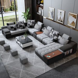 Sofa Công Nghệ Nano Có Thể Giặt Sofa Vải Kích Thước Phòng Khách Hiện Đại Đơn Giản Có Thể Tháo Rời Ghế Sofa Vải Cao Su Có Thể Giặt Được - Hình 2