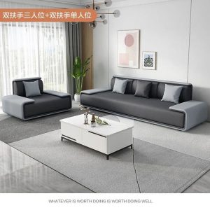 Sofa Công nghệ vải Sofa vải cao su Bắc Âu đơn giản phòng nhỏ đơn giản phòng khách hiện đại nhà ba hoặc bốn người hàng thẳng - Hình 2