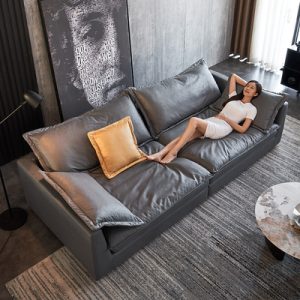 Sofa Công nghệ vải xuống Ghế Sofa phòng khách hiện đại sang trọng đơn giản kích thước gia đình đậu phụ khối cao su kiểu Italy chiều rộng ngồi siêu sâu