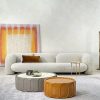 Sofa Cong nhẹ Sofa sang trọng cừu vải nhung Sofa thiết kế thời trang Sofa phòng khách màu kem phong cách giản dị Ghế Sofa