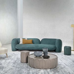 Sofa Cong nhẹ Sofa sang trọng cừu vải nhung Sofa thiết kế thời trang Sofa phòng khách màu kem phong cách giản dị Ghế Sofa - Hình 2