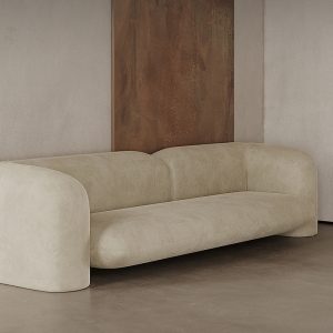 Sofa Cong nhẹ Sofa sang trọng cừu vải nhung Sofa thiết kế thời trang Sofa phòng khách màu kem phong cách giản dị Ghế Sofa - Hình 3