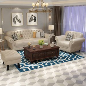 Sofa da cao cấp kiểu Mỹ Sofa da đầu lớp da bò Sofa ba người phòng nhỏ Sofa phong cách châu âu phòng khách
