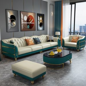 Sofa da cao cấp nhẹ đầu lớp da bò nội thất phòng khách chung cư nhỏ hiện đại cao cấp đơn giản hàng thẳng bốn người
