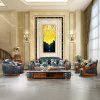 Sofa da châu Âu gỗ Vũ Tiến đơn giản gỗ rắn sang trọng gia đình lớn phòng khách biệt thự nội thất toàn nhà tùy chỉnh