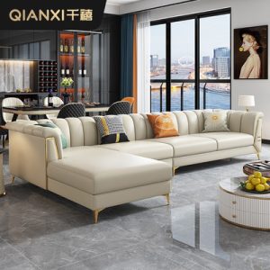 Sofa da đầu lớp da bò phòng khách nhà mới phòng nhỏ đơn giản hiện đại nhẹ nhàng sang trọng Sofa góc