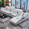 Sofa da massage da bò lớp đầu phòng khách chung cư kích thước đơn giản hiện đại 1 + 2 + Sofa da biệt thự đắt tiền