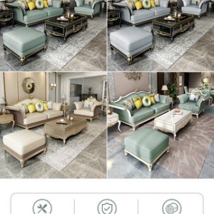 Sofa da mỹ nhẹ sang trọng gỗ đặc phòng khách sang trọng đơn giản nội thất biệt thự Châu Âu hoàn chỉnh Sofa Pháp 123 - Hình 3