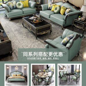 Sofa da mỹ nhẹ sang trọng gỗ đặc phòng khách sang trọng đơn giản nội thất biệt thự Châu Âu hoàn chỉnh Sofa Pháp 123 - Hình 4