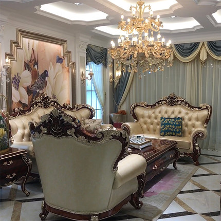 Sofa da phong cách châu âu phòng khách biệt thự tân cổ điển cao cấp 123 chung cư lớn nội thất gỗ nguyên tấm - Hình 4 Sofa da phong cách châu âu phòng khách biệt thự tân cổ điển cao cấp 123 chung cư lớn nội thất gỗ nguyên tấm - Hình 4