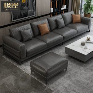 Sofa da phòng nhỏ phòng khách đơn giản kiểu kiểu Italy thẳng hàng hiện đại đơn giản lớp đầu tiên bọc da bò xuống bốn người