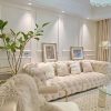 Sofa Đầy đủ khóa Sofa kiểu Italy đẹp sang trọng nhung hiện đại đơn giản phòng nhỏ nhà thiết kế phòng khách kem Pháp baxter
