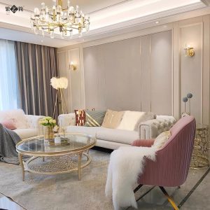 Sofa đẹp Bắc Âu sang trọng công nghệ giặt không cần vải hiện đại kiểu Mỹ lưới đỏ phong cách hàng thẳng đôi ba người vải nhung bộ Ghế Sofa phòng khách
