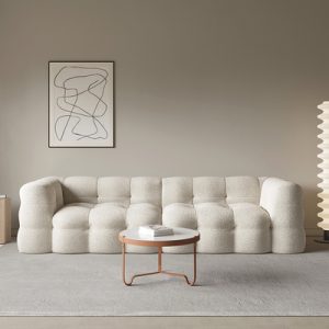 Sofa Đồ nội thất Murray Sofa retro kiểu Pháp phòng nhỏ phòng khách màu kem wabi-sabi gió cừu nhung boba Sofa vải