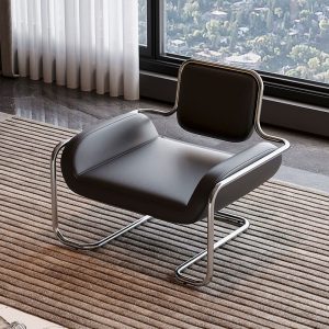 Sofa Đơn Da Cao Cấp Nappa Khung Inox Thiết Kế Thời Thượng Kiểu Ý
