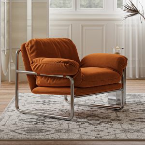 Sofa Đơn Khung Inox Bọc Vải Nhung Phong Cách Mới Italia