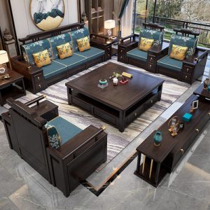 Sofa gia đình mới kiểu Trung Quốc phong cách Trung Quốc gỗ rắn mùa đông và mùa hè kích thước gia đình mới phòng khách kiểu Trung Quốc hiện đại đơn giản đồ nội thất đơn giản