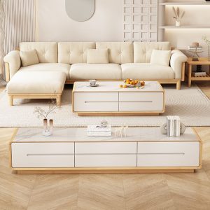Sofa Gió bất ngờ Sofa vải gỗ nguyên khối phong cách Nhật Bản đơn giản phòng khách phòng nhỏ Sofa phong cách Bắc Âu màu trắng kem