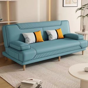 Sofa giường phòng khách đa năng kép gấp hiện đại phòng nhỏ kinh tế cao su lười đôi Sofa vải - Hình 2