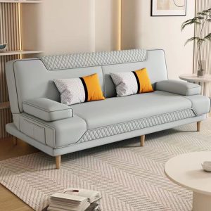 Sofa giường phòng khách đa năng kép gấp hiện đại phòng nhỏ kinh tế cao su lười đôi Sofa vải - Hình 3