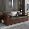 Sofa Giường Sofa giường gỗ rắn công nghệ vải đa chức năng có thể gập lại phòng khách phòng nhỏ đơn đôi mục đích kép lưới màu đỏ đơn giản phong cách Trung Quốc