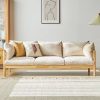 Sofa gỗ đặc phong cách Nhật Bản gỗ phòng khách gió phòng nhỏ Bắc Âu đơn giản hiện đại Sofa vải ba người có thể tháo rời và giặt được