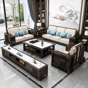 Sofa gỗ nguyên khối phong cách Trung Quốc mới Bàn cà phê đẹp sang trọng Zen đồ nội thất phòng khách cỡ lớn phân phối góc sử dụng kép mùa đông và mùa hè