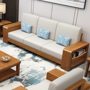 Sofa gỗ nguyên khối phòng khách hiện đại kiểu Trung Quốc mới phòng nhỏ đơn giản hoàng phi lưu trữ Sofa góc công dụng kép mùa đông và mùa hè - Hình 2