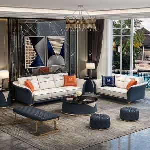 Sofa Hiện đại đẹp sang trọng Sofa da phòng khách phòng nhỏ net màu đỏ thiết kế Sofa biệt thự Mỹ khách Sofa da đơn giản - Hình 4