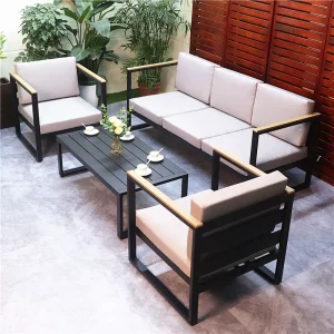 Sofa Hợp Kim Nhôm Ngoài Trời Khách Sạn Ngoại Ô Sân Chống Nắng Chống Nước Cảnh Quan Sân Vườn Ngoại Ô Giải Trí Bàn Cà Phê Kết Hợp - Hình 3