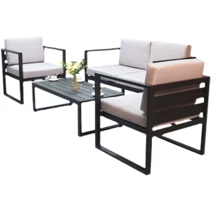 Sofa Hợp Kim Nhôm Ngoài Trời Khách Sạn Ngoại Ô Sân Chống Nắng Chống Nước Cảnh Quan Sân Vườn Ngoại Ô Giải Trí Bàn Cà Phê Kết Hợp - Hình 5