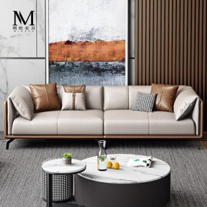 Sofa kiểu Italy đơn giản Sofa da phòng khách hiện đại sang trọng phòng nhỏ lớp đầu tiên da bò Bắc Âu đơn giản ba hoặc bốn người