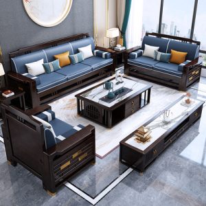 Sofa kiểu Trung Quốc mới tất cả gỗ nguyên khối mùa đông và mùa hè sử dụng kép phòng khách đơn giản hiện đại sang trọng gia đình lớn và nhỏ Nội thất Zen