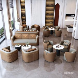 Sofa Kinh doanh sảnh khách sạn hiện đại đàm phán tiếp tân Sofa Bàn cà phê Bàn Ghế khu vực tiếp tân văn phòng bán hàng đơn giản và sáng tạo