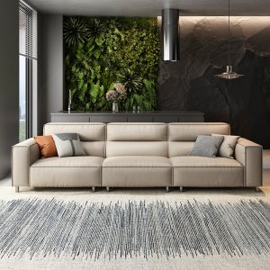 Sofa Lưng cao phong cách kiểu Italy đơn giản đậu phụ khối lớp trên cùng Sofa da Wabi sabi phong cách phòng khách nhà thiết kế công nghệ Sofa vải - Hình 3