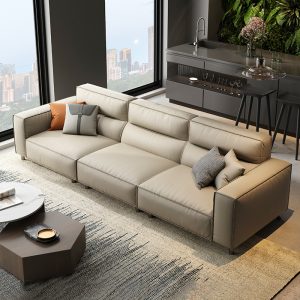 Sofa Lưng cao phong cách kiểu Italy đơn giản đậu phụ khối lớp trên cùng Sofa da Wabi sabi phong cách phòng khách nhà thiết kế công nghệ Sofa vải