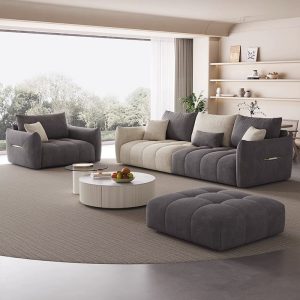 Sofa Màu kem phong cách đơn giản Sofa nhà phòng nhỏ Sofa phòng khách Bàn Ghế Sofa đẹp thời trang màu sắc Sofa siêu mềm hàng thẳng - Hình 2