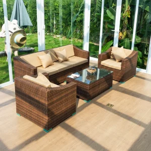 Sofa Mây Ngoài Trời Sân Ngoài Trời Không Thấm Nước và Chống Nắng, Sofa Mây Sân Vườn Nội Thất Giải Trí Ghế Mây Đôi