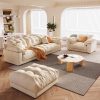 Sofa Mùa hè nóng nực màu kem gió có thể tháo rời và có thể giặt được Sofa vải hiện đại đơn giản đẹp phòng khách sang trọng lớn và nhỏ phẳng phẳng hàng Ghế Sofa đám mây