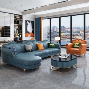 Sofa Mỹ đẹp sang trọng Ghế Sofa phòng nhỏ phòng khách da nghệ thuật đặt đơn giản hậu hiện đại góc Ghế dài đồ nội thất - Hình 2