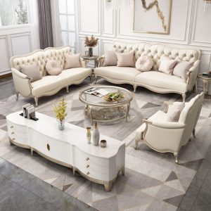 Sofa Mỹ nhẹ sang trọng gỗ rắn Sofa hậu hiện đại biệt thự sang trọng 123 nội thất phòng khách phong cách châu Âu phong cách Pháp - Hình 3