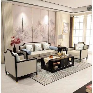 Sofa New Trung Quốc phong cách Sofa phòng nhỏ hiện đại nhỏ gọn gỗ rắn vải Sofa mô hình phòng khách sạn đẹp đồ nội thất sang trọng hàng loạt