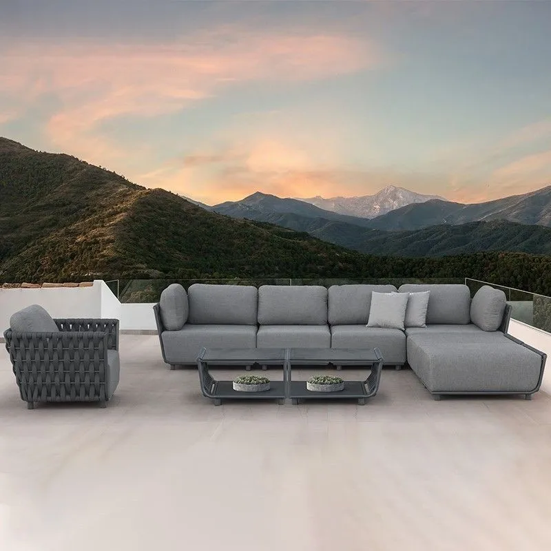 Sofa ngoài trời bàn trà kết hợp nhà khách sofa ngoài trời ghế mây Phong cách Châu Âu giải trí gió gỗ tếch chống thấm nước Sofa ngoài trời bàn trà kết hợp nhà khách sofa ngoài trời ghế mây Phong cách Châu Âu giải trí gió gỗ tếch chống thấm nước