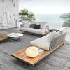 Sofa ngoài trời chất lượng cao bằng hợp kim nhôm tếch phòng khách phong cách hiện đại Bộ bàn ghế sân vườn