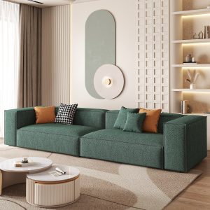 Sofa phong cách đậu phụ khối màu kem phòng khách đơn giản hiện đại hàng thẳng Ghế Sofa ba chỗ lưới vải công nghệ đỏ Sofa - Hình 4