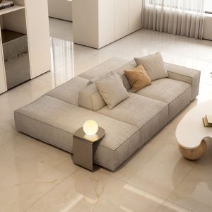 Sofa Phong cách đơn giản hiện đại khối đậu phụ màu kem Sofa hai mặt phòng khách biệt thự cỡ lớn Sofa vuông phong cách wabi-sabi - Hình 2